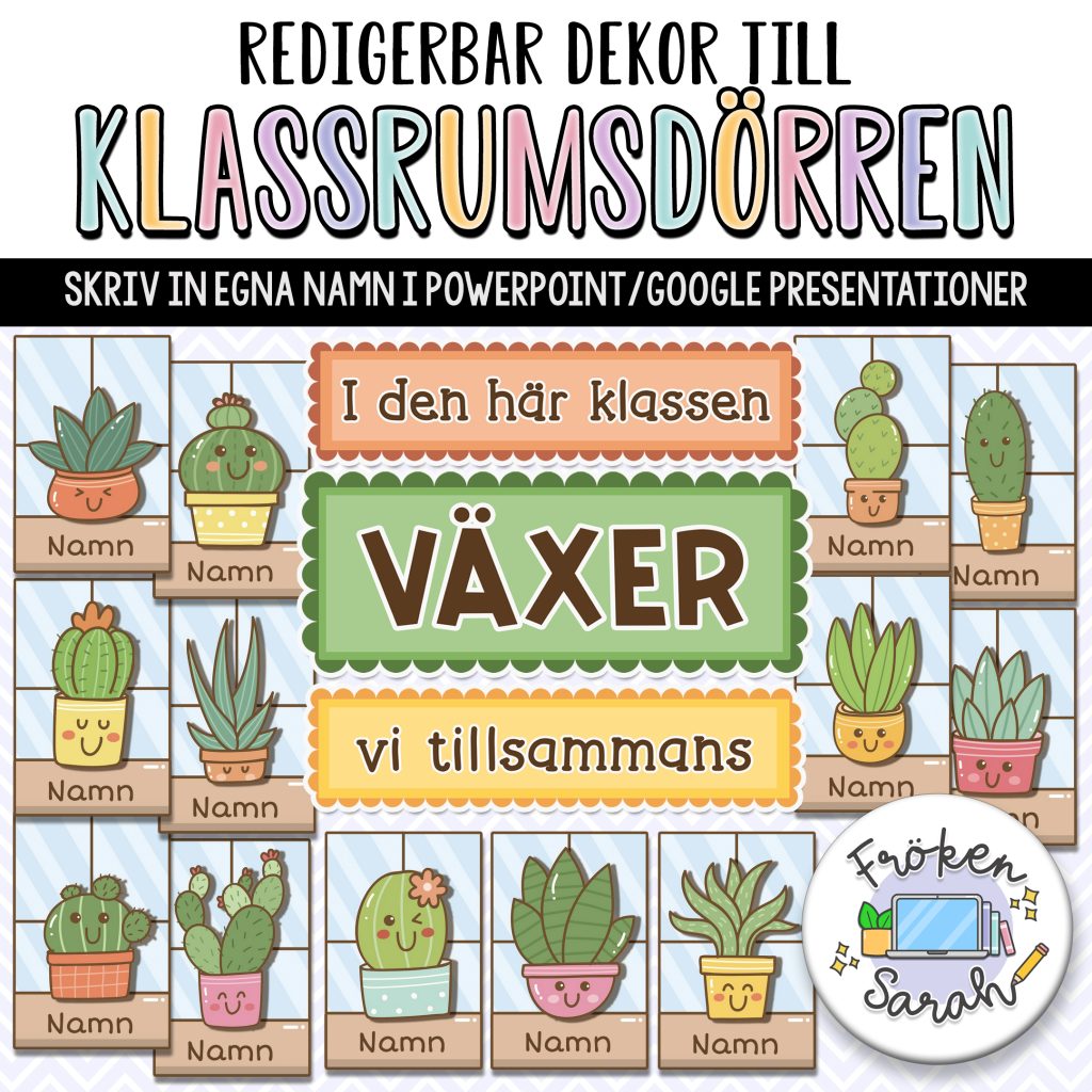 Redigerbar dekor till t.ex. klassrumsdörren