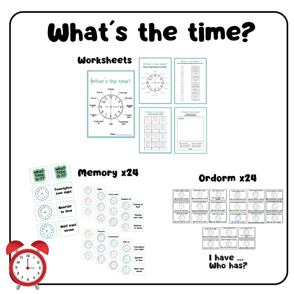 What´s the time? (Arbetshäfte, memory och ordorm)