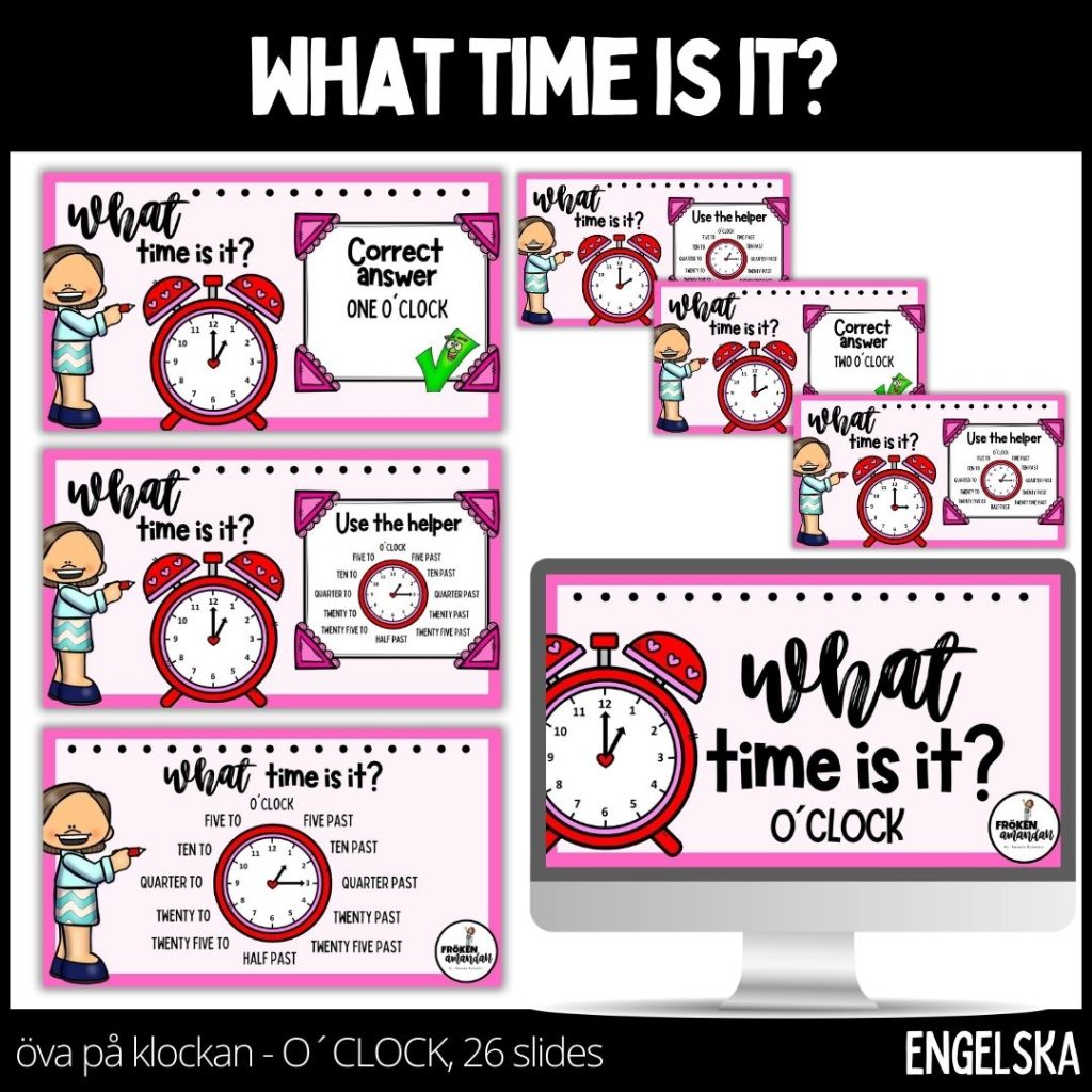 What time is it? – o´cklock – 26 slides – presentation
