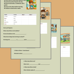 Oliver´s day at school - korta läsförståelsetexter (engelska)