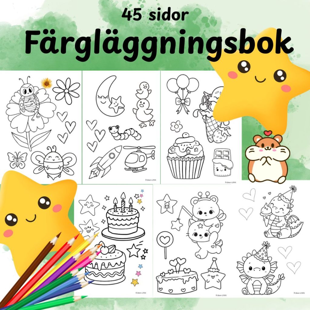 Färgläggningsbok, 45 roliga sidor
