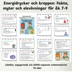 Energidrycker och kroppen: Roligt och lättläst arbetsmaterial för åk 7 till 9