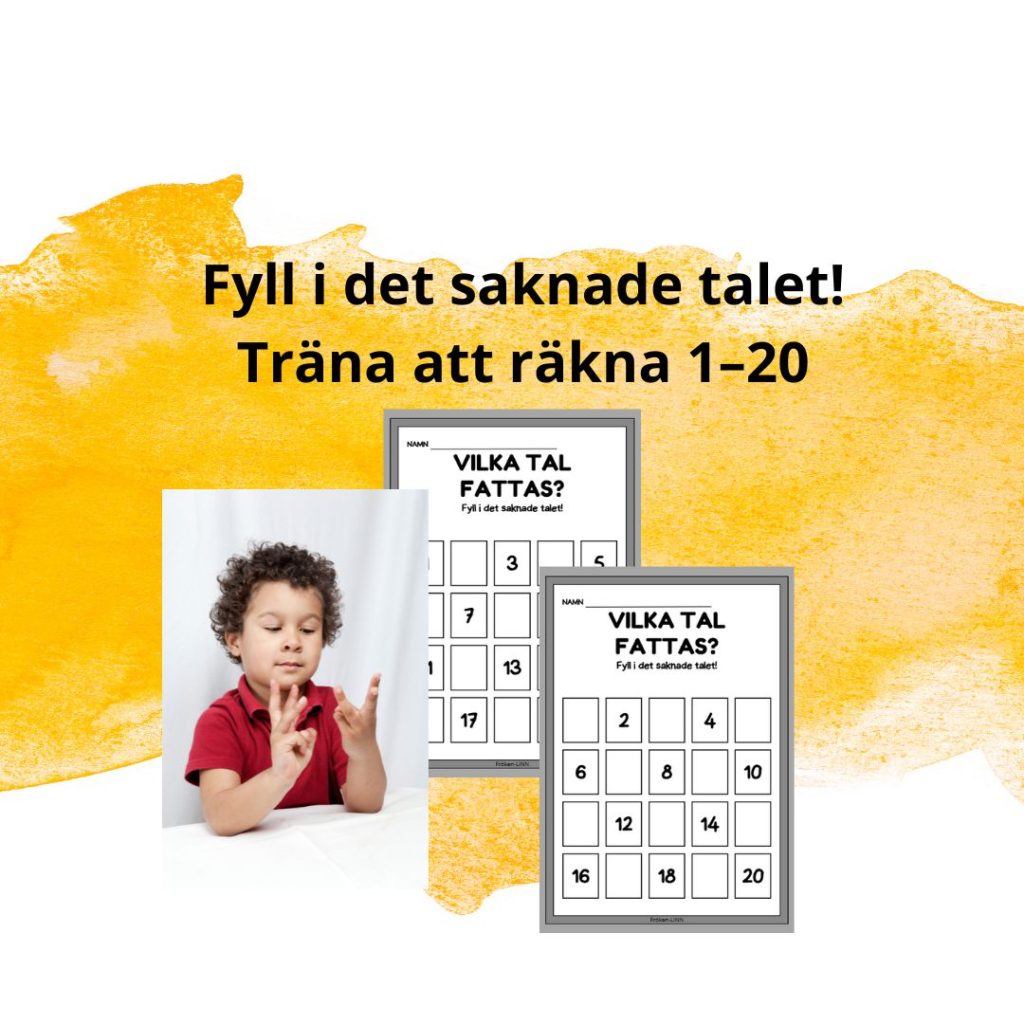 Fyll i det saknade talet! Träna att räkna 1–20