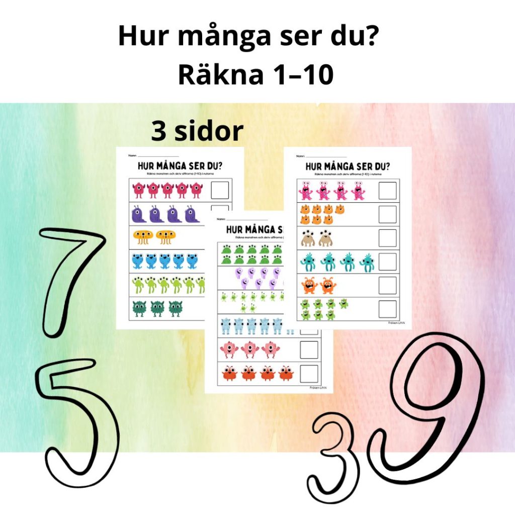 Räkneövning 1–10 Monster tema