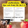 Läsförståelse – Djur och frukt för åk F–3