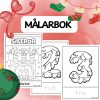Målarbok – Träna siffror 0–10 med jultema