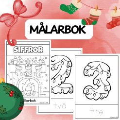 Målarbok – Träna siffror 0–10 med jultema