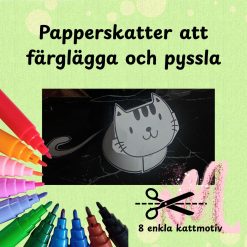 Papperskatter att färglägga och pyssla – 8 enkla kattmotiv för barn