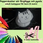 Papperskatter att färglägga och pyssla – enkelt kattpyssel för barn (8 motiv) - bild 1