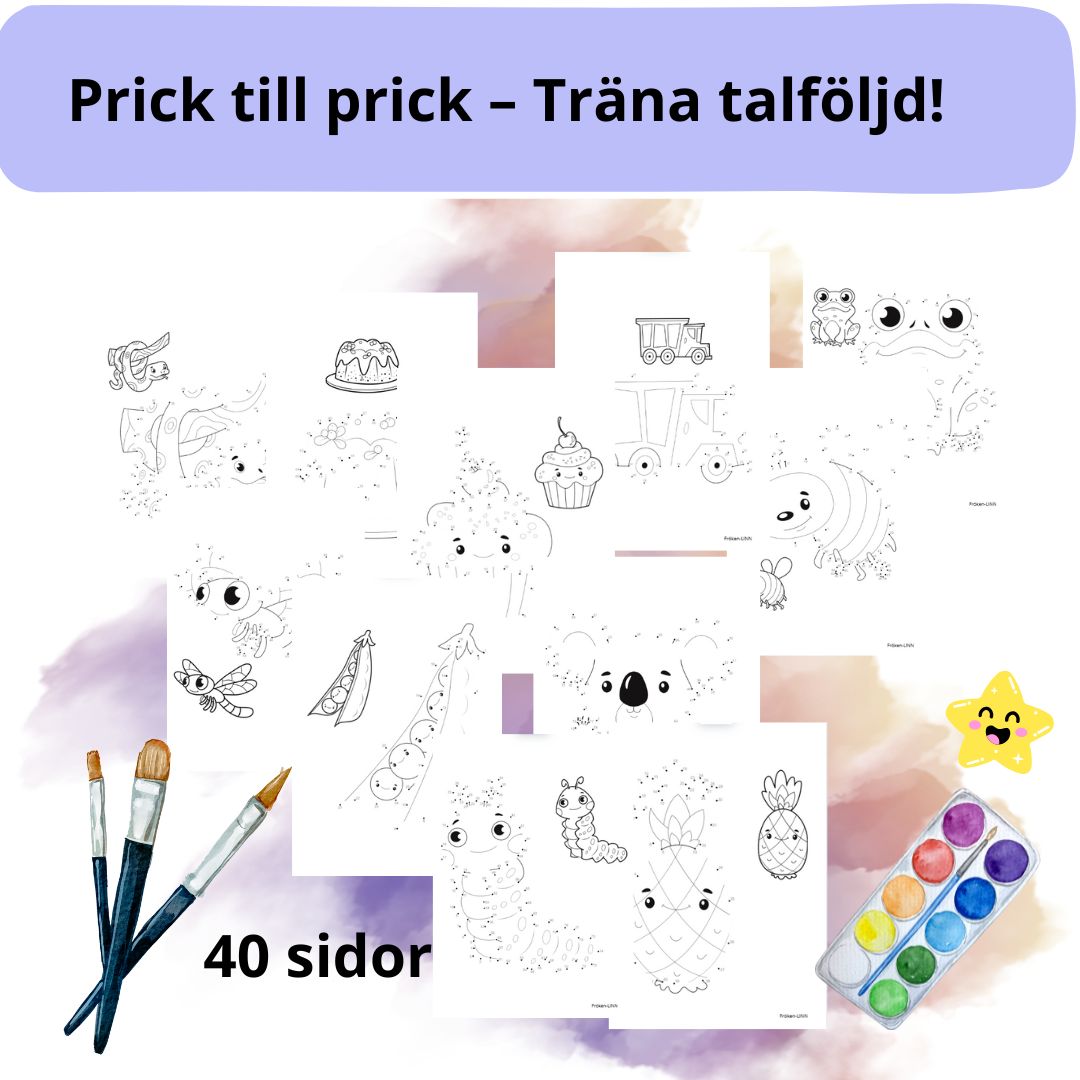 Prick till prick – Träna talföljd! figur med mall