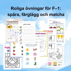 Roliga övningar för F–1: spåra, färglägg och matcha