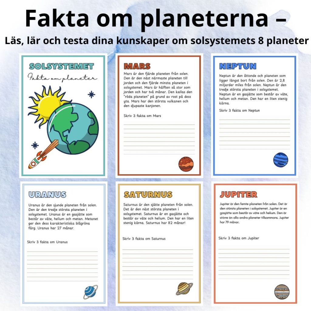 Fakta om planeterna – Läs, lär och testa dina kunskaper om solsystemets 8 planeter