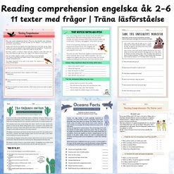 Reading comprehension engelska åk 2–6 | 11 texter med frågor | Träna läsförståelse