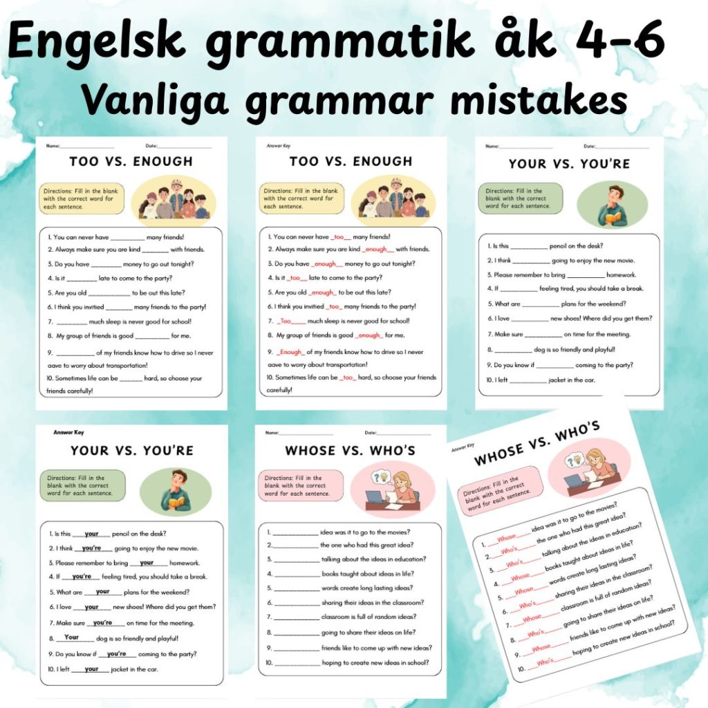 Engelsk grammatik åk 4–6 | Vanliga grammar mistakes