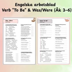 Engelska arbetsblad – Verb “To Be” & Was/Were (Åk 3–6)