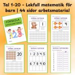 Tal 1–20 – Lekfull matematik för barn | 44 sidor arbetsmaterial - bild 1