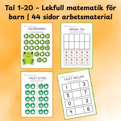 Tal 1–20 – Lekfull matematik för barn | 44 sidor arbetsmaterial