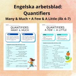 Engelska arbetsblad: Quantifiers – Many & Much + A Few & A Little (Åk 4–7)